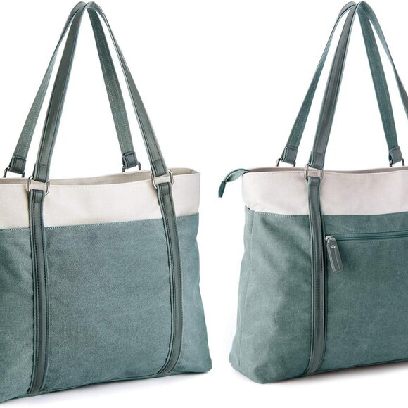 Women's Work Bag with Laptop Compartment Zipper Pockets Teacher Totes Purse - Picture 5 of 6